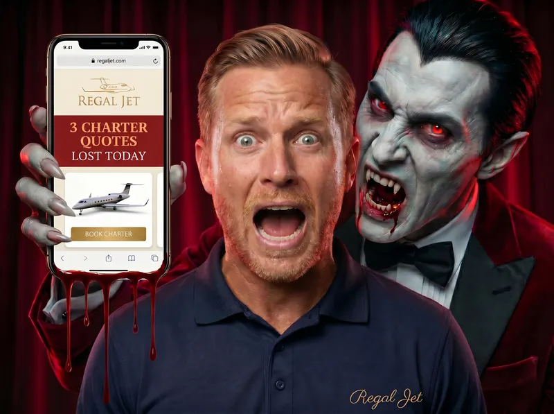 Jeff, CEO of Regal Jet — private jet charter operator losing 3 ghosted quotes per day to a generic homepage that needs landing page design services